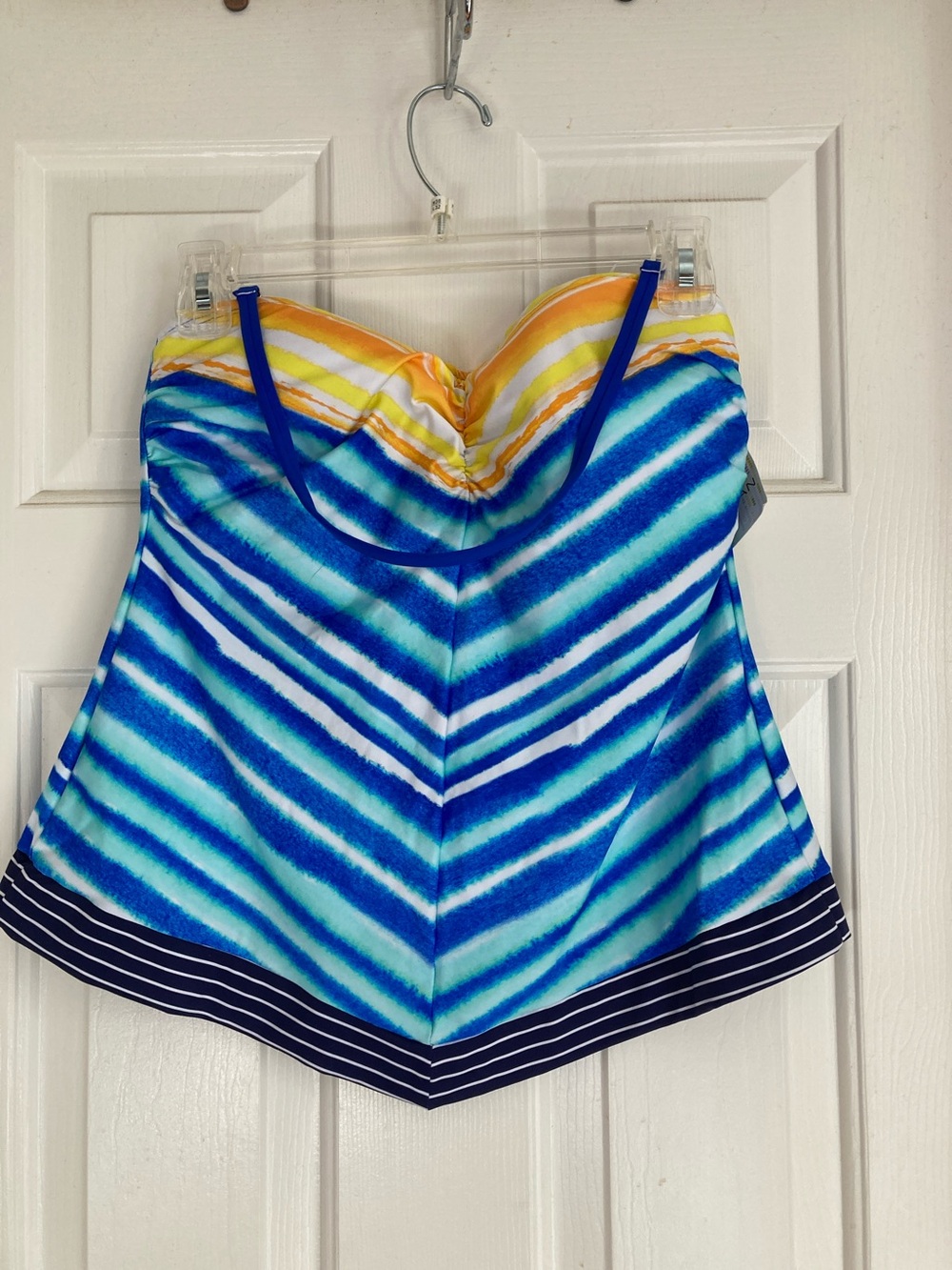 24th & Ocean Multicolor Swim Top in Blue, Aqua & Yellow